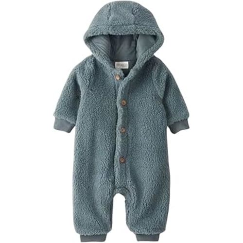 Carter's Little Planet Organic Baby Sherpa Hooded Jumpsuit Made with Recycled Materials, 12 months Aqua Grey (Aqua Grey, 18 Months)