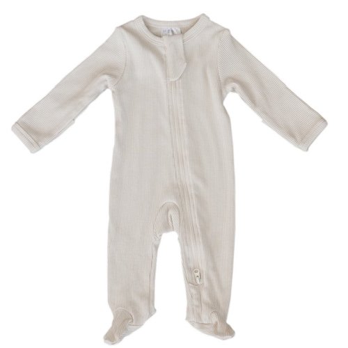 Vanilla Organic Cotton Ribbed Footed Zipper One-piece – Mebie Baby