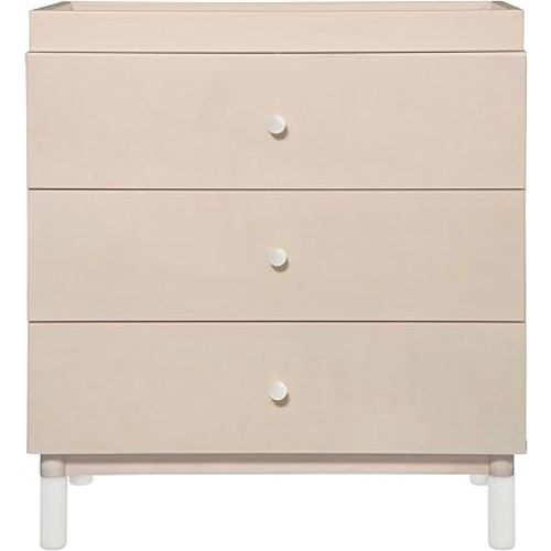 Babyletto Gelato 3-Drawer Changer Dresser with Removable Changing Tray in Washed Natural and White, Greenguard Gold Certified
