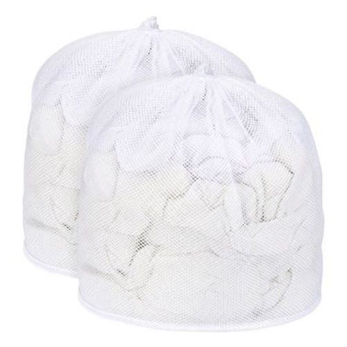 REGALWOVEN 2 Pack Nylon Mesh Laundry Bags Durable Drawstring Closure For Delicates Lingerie Socks Home Dorm Use 9.8x11.8inch White