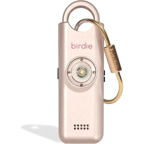 She’s Birdie 3.0 New Version – The Original Personal Safety Alarm for Women by Women–Loud Siren, Flash Light and Rechargeable Battery in a Variety of Colors (Metallic Rose Pink)