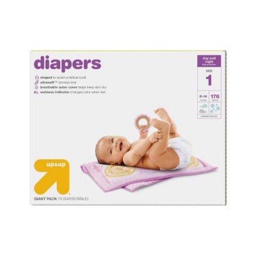 Diapers Giant Pack (Select Size) - Up&Up™, Size: Size 1 (176 Count)