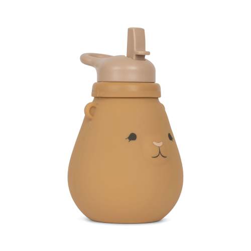 SILICONE DRINKING BOTTLE TEDDY - almond