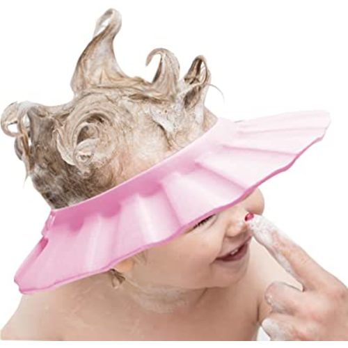 Baby Shower Cap Soft Adjustable Baby Bath Head Cap Visor for Washing Hair Shower Bathing Protection Bath Cap for Toddler, Baby, Kids, Children (Pink)