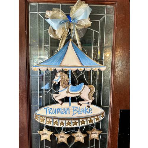 Carousel baby/hospital door hanger