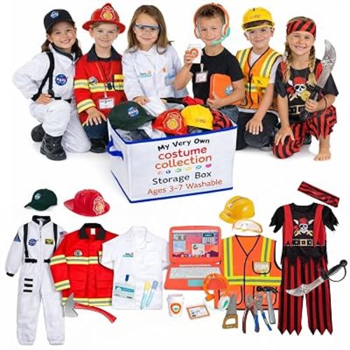 Pretend Play Costumes for Kids Ages 3-7, Washable Toddler Dress Up Clothes for Play