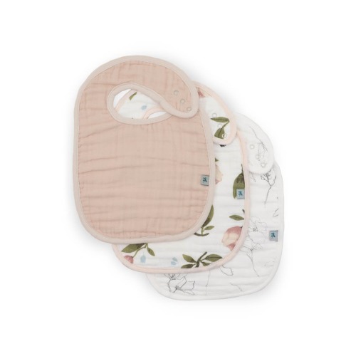 3-Pack Organic Cotton Muslin Bibs, One Size