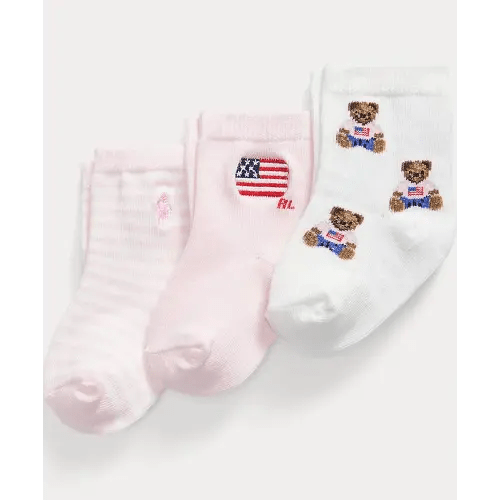 Ralph Lauren Baby Girl's Polo Bear Crew Socks 3-Pack Set