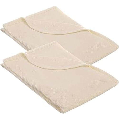 American Baby Company 100% Cotton Thermal Waffle Swaddle Blanket, Soft, Breathable & Stretchy, Cream, 2 Pack, 30" x 40" for Boys and Girls, Perfect for Swaddling, Travel and Gifting