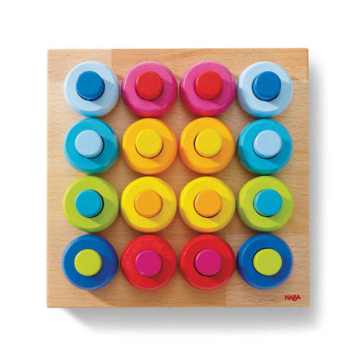 Rainbow Whirls Wooden Sorting and Stacking Game made from sustainably sourced wood