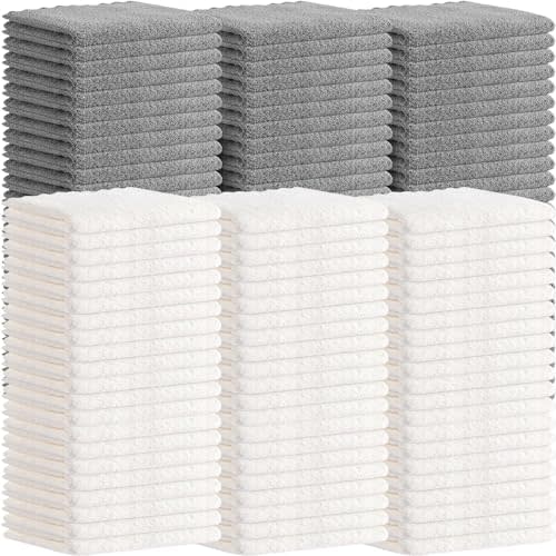 Newwiee 120 Pack Baby Washcloths 9 x 8 Inch Coral Fleece Baby Rags Microfiber Soft Small Towels Absorbent Wash Cloth for Newborn Infants Toddlers Face or Body(Gray, White)