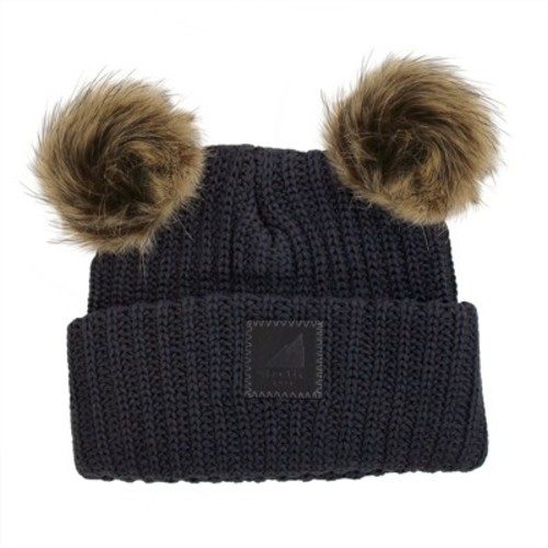 Arctic Gear Infant Cotton Cuff Hat with Double Poms, Color: Charcoal grey with shepard poms