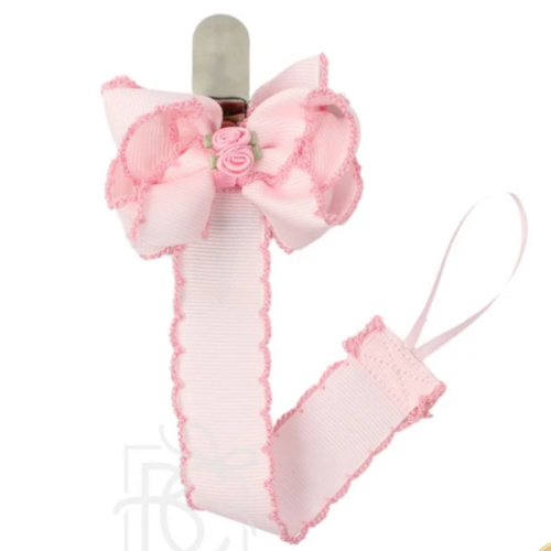 Rosette Bow Pacifier Clip – Little Bear Smocks