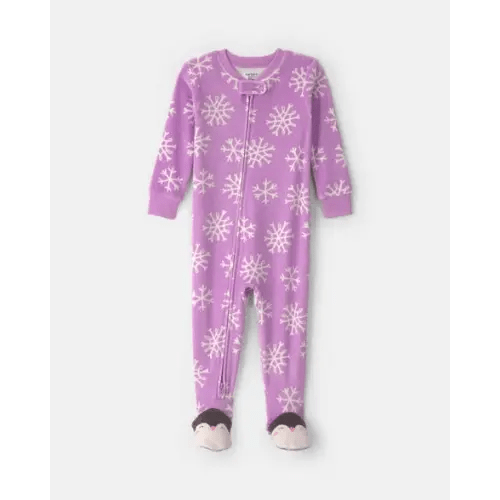 Baby Girl 1-Piece Penguin 2-Way Zip DreamPlush Snug Fit Footed Pajama - Purple | Carter's