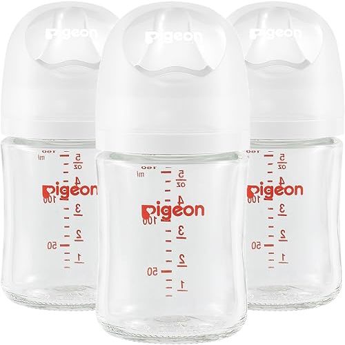 Pigeon Glass Baby Bottles Wide Neck, 5.4 Oz, Pack of 3