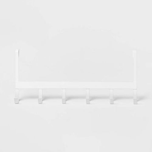 Large Over the Door Hook 6 Hooks Matte White - Brightroom™: Steel, Powder-Coated, No Assembly, 0.95lb Weight Capacity