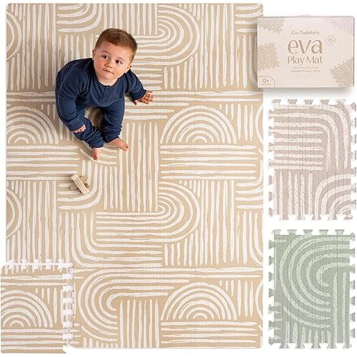 Baby Play Mat – Premium Foam Playmat for Babies & Toddlers, 67" x 48", Neutral Modern Look, Easy-Clean & Non-Toxic, Ideal for Tummy Time, Decor-Friendly Baby Floor Play Mat for Any Room. Co-Toddlery