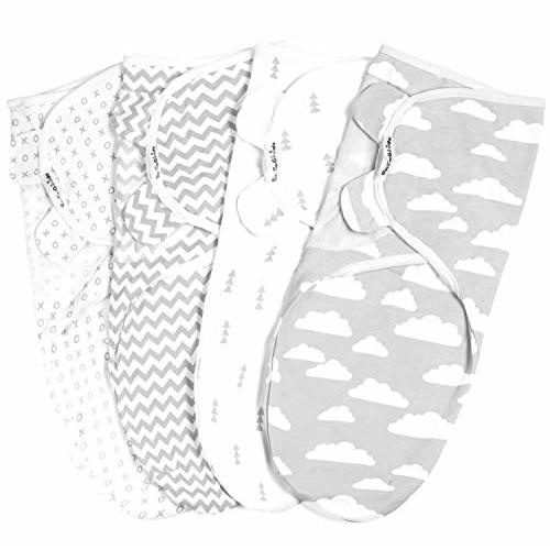 BaeBae Goods Swaddle Blanket, Adjustable Infant Baby Swaddling Wrap Set of 4, Baby Swaddling Wrap Blankets for Boys and Girls Made in Soft Cotton (0-3 Months)