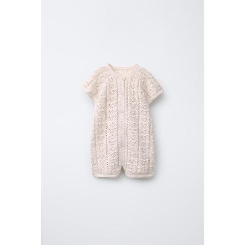 KNIT SHORT JUMPSUIT - Light beige | ZARA United States
