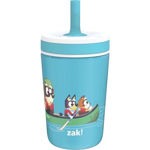 Zak Designs Bluey Kelso Toddler Cups For Travel or At Home, 12oz Vacuum Insulated Stainless Steel Sippy Cup With Leak-Proof Design is Perfect For Kids (Bluey, Bingo, Grandad Mort)