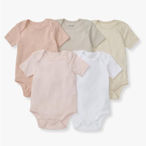Burt's Bees Baby Bodysuits, Short Sleeve and Long Sleeve One-Pieces, 100% Organic Cotton, Pack of 5