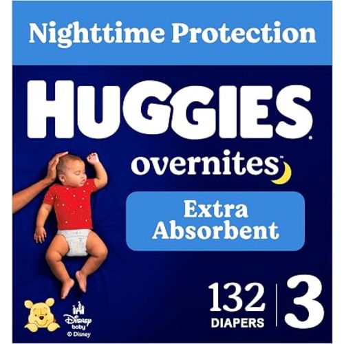 Huggies Overnites Diapers Size 3, 132 Count (2 Packs of 66)