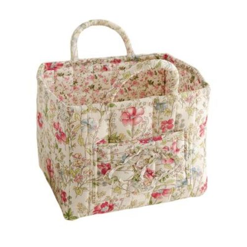 Alilang Fabric Storage Basket Quilted Cotton Organizer Bin with Floral Print Decorative Storage, Style 2