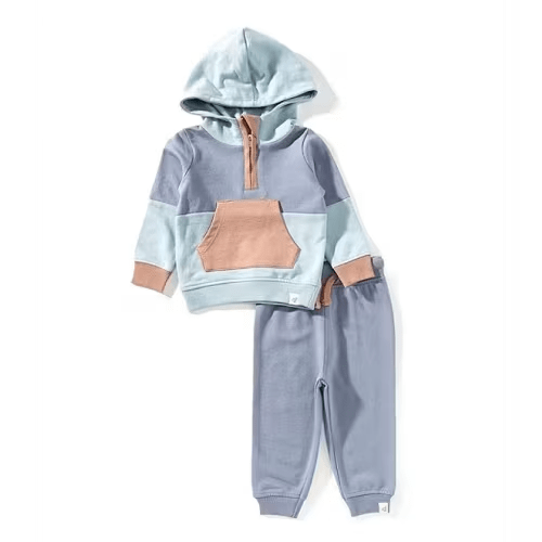 Burt's Bees Baby Organic Cotton Sleeveless Colorblock Sweatshirt & Matching Jogger Pants Set