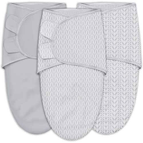 SWEET DOLPHIN 3-Pack Baby Swaddle Sleep Sacks - Newborn Swaddle Blanket with Soft Cotton - Ergonomic Wrap for Boys and Girls, 0-3 Months, Grey
