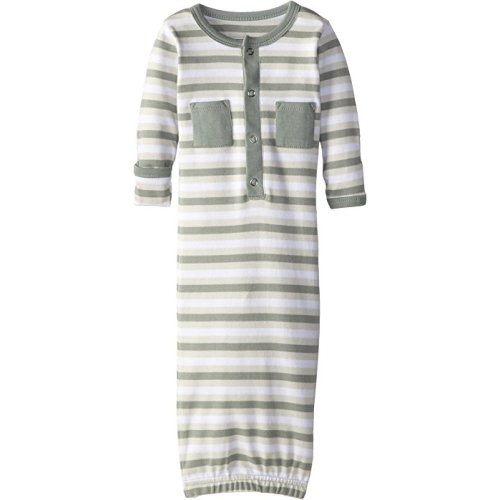 Organic Infant Gown - 0-3 Months - Seafoam Stripe