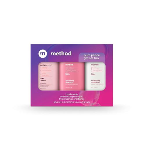 Method Body Wash and Hair Care Gift Set, Pure Peace, 3.4 oz Travel Size Bottles