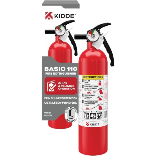 Kidde Basic 110 Fire Extinguisher for Home, 1-A:10-B:C, FA110G, 1 Pack | Residential Multi-Purpose Extinguisher for Small Common Household Fires, 2.5 lb. Dry Chemical