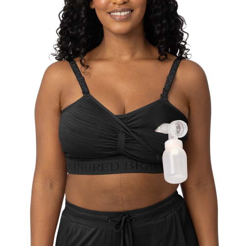 Kindred Bravely Sublime Pumping Bra Hands Free, Adjustable Pumping & Nursing Bra with EasyClip for all Breast Pumps (Black, 1X-Busty)
