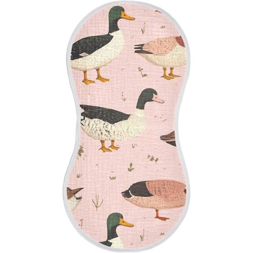 Vintage Ducks Pinks Burp Cloths Baby Boys Girls Absorbent Soft Cotton Burping Cloths Rags, 1 Pack