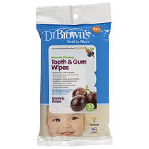 Dr. Brown's - Healthy Wipes Naturally Cleaning Tooth & Gum 0m+ Glowing Grape - 30 Wipe(s)
