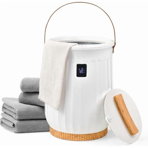 Simenmax Towel Warmer for Bathroom, 20L Large Capacity Electric Towel Heater with 4 Time Settings & Auto-Off for Towels, Robes, Blankets, Beige