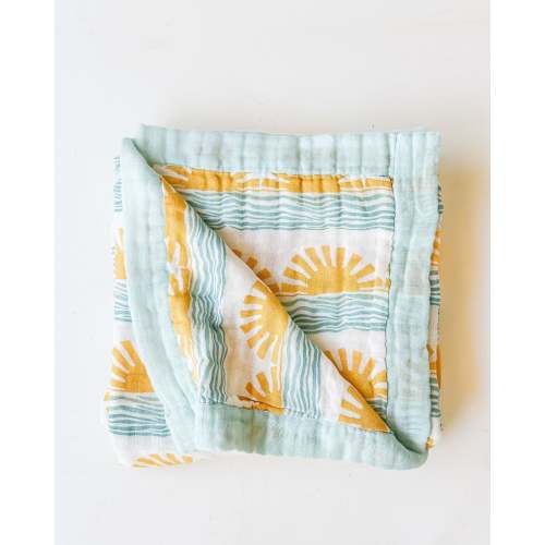 Sun + Wave 6-Layer Bamboo Blanket | Ocean Nursery Decor – Coca + B.