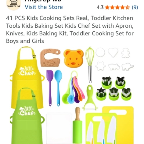 Amazon.com: Fingertip WD 41 PCS Kids Cooking Sets Real, Toddler Kitchen Tools Kids Baking Set Kids Chef Set with Apron, Knives, Kids Baking Kit, Toddler Cooking Set for Boys and Girls : Toys & Games