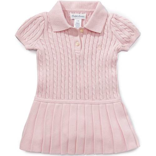 Ralph Lauren Baby Girls Puffed-Sleeve Mini-Cable Sweater Dress