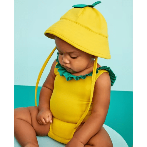 Hanna Andersson Baby One-Piece Fruit Swimsuit & Swim Hat Set | Lemon