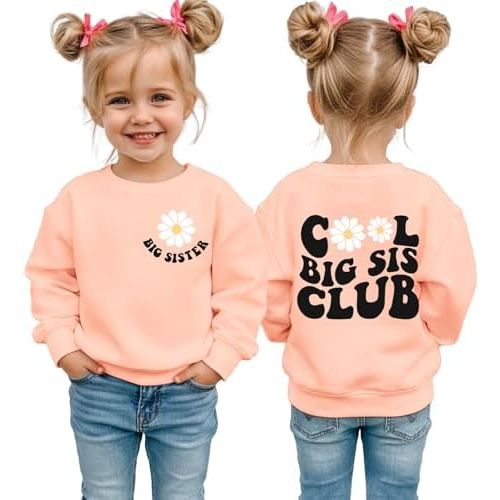Big Sister Sweatshirt Toddler Girl Cool Big Sis Club Shirt Baby Announcement Pullover Crewneck Clothes