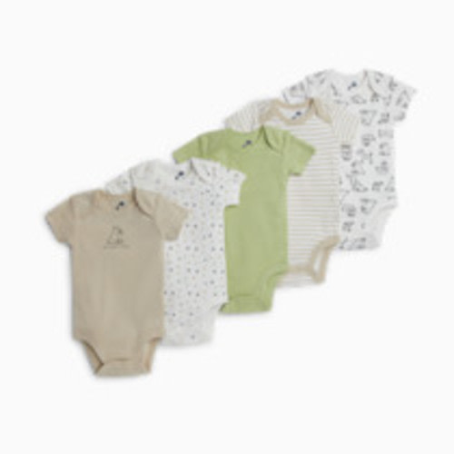 Small Story Organic Cotton Short Sleeve Printed Bodysuit (5 Pack) - Crazy Dogs, 0-3 M
