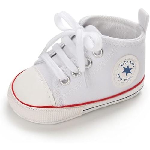 Unisex Baby Girls Boys Canvas High-top Shoes, Newborn Infant Anti-Slip Soft Sole Frist Walking Breathable Sneakers