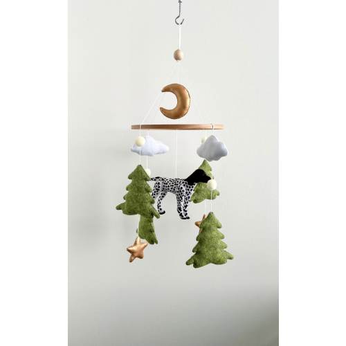 GSP Dog Baby Mobile: Neutral Crib Mobile with Clouds & Stars