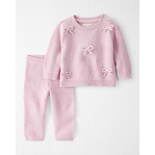 Baby Girl 2-Piece Organic Cotton Bow Knit Sweater & Pant Set | Carter’s Oshkosh Canada