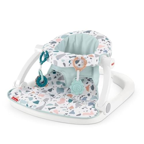 Fisher-Price Portable Baby Chair Sit-Me-Up Floor Seat With Developmental Toys & Machine Washable Seat Pad, Pacific Pebble