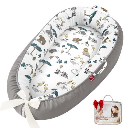 Baby Lounger - Baby Lounger for Newborn, 0-24 Months, Infant Lounger for Home and Travel, Soft Cotton, Baby Nest Lounger, Newborn Babies Essentials Gifts, Brown Bear(Lounger Cover Included)