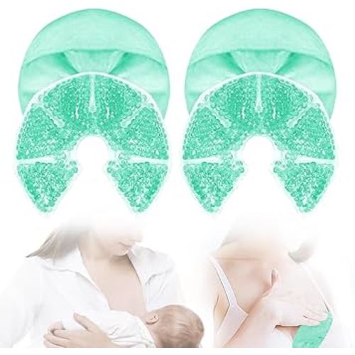 Hot Cold Gel Bead Breast Therapy Pack,Breast Ice Packs for Breastfeeding,Relief for Breastfeeding,Nursing Pain, Mastitis,Engorgement,Plugged Ducts, Boost Milk Let-Down & Production (#8 Blue)