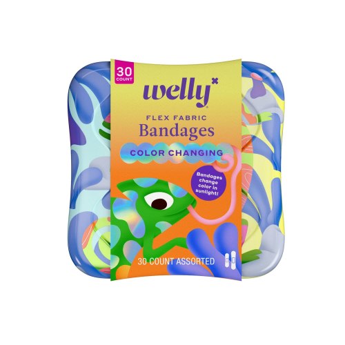 Welly Flex Fabric Bandages, Color Changing, Assorted, 30 CT