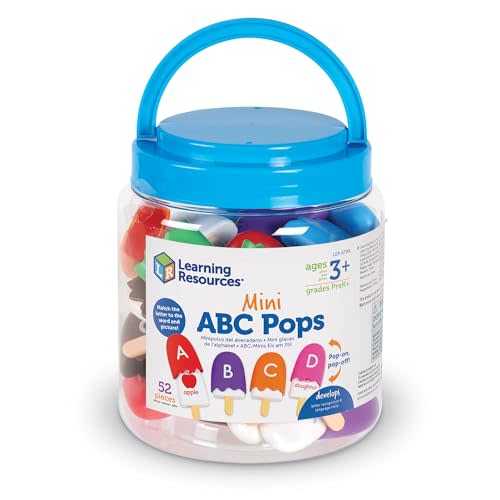 Learning Resources Mini ABC Pops – Alphabet Toys, ABC Puzzle, Phonics Games for Toddlers, Fine Motor Toys, Play Food Set, Preschool Activities, Sensory Bin Letters, Gifts for Kids